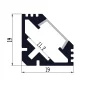 ALMP14 aluminijasti profil za LED trak, vogal, do 10 mm