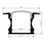 Profilé en aluminium ALMP18 adapté aux bandes LED 12 mm