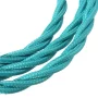 Cablu retro în spirală, sârmă cu înveliș textil 3x0,75mm, cyan