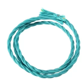 Retro kabelspiral, tråd med tekstilkappe 3x0.75mm, cyan