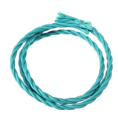 Espiral de cable retro 3x0,75mm² cian con cubierta textil