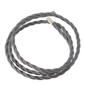 Retro-Kabelspirale, Draht mit Textilummantelung 3x0,75mm, grau
