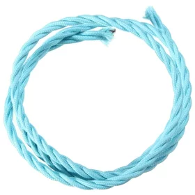 Câble rétro spiralé, fil avec revêtement textile 3x0.75mm, bleu