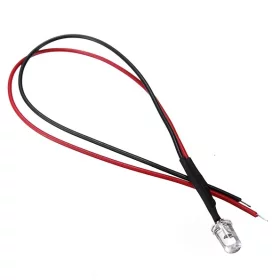 LED Diode 5mm with resistor, 20cm, Red, AMPUL.eu