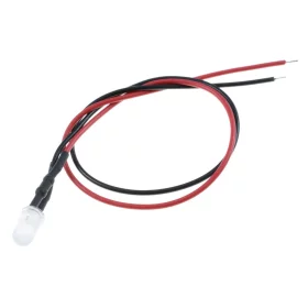 LED Diode 5mm with resistor, 20cm, White diffuse, AMPUL.eu