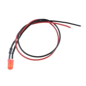 LED dioda 5 mm z uporom, 20 cm, rdeča razpršena, AMPUL.eu