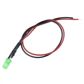 LED Diode 5mm with resistor, 20cm, Green diffuse, AMPUL.eu