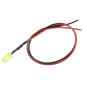 LED Dioda 5mm s rezistorem, 20cm, Žlutá difuzní, AMPUL.eu