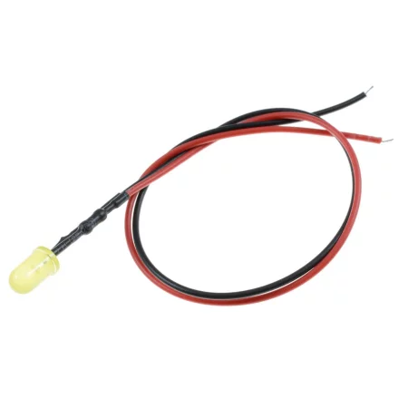 LED dioda 5 mm z uporom, 20 cm, rumena razpršena, AMPUL.eu