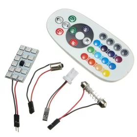 Panel RGB T10, BA9S, SUFIT - 15x5050 con controlador IR, ajuste
