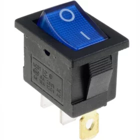 Rectangular rocker switch with backlight, blue 250V/6A, AMPUL.eu