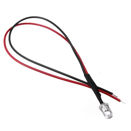 Diodo LED 12V 5mm rojo intermitente, 20 cm cable