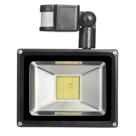 Projecteur à LED étanche avec capteur PIR, 30W, IP65, blanc