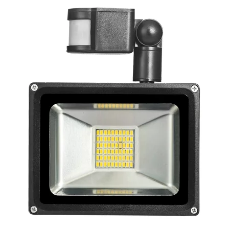 Vandtæt LED-spotlight med PIR-sensor, 30W, IP65, varm hvid