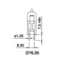 Ampoule halogène GY6.35 100W 24V, blanc chaud