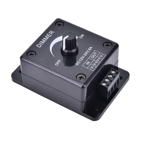 Pyörivä LED-himmennin 12V, 24V, musta, max 8A
