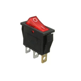 Rectangular rocker switch with backlight, red 250V/15A, AMPUL.eu