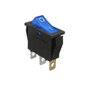 Rectangular rocker switch with backlight, blue 250V/15A