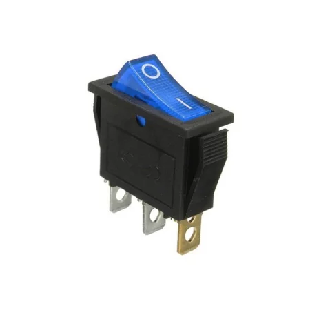 Kolískový vypínač obdĺžnikový s podsvietením, modrý 250V / 15A