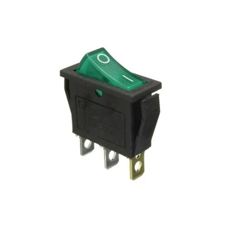 Interruptor basculante rectangular con luz de fondo, verde