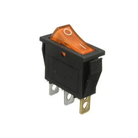 Rectangular rocker switch with backlight, yellow 250V/15A