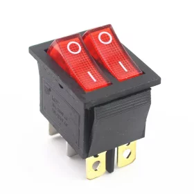 Interruptor basculante rectangular doble con luz de fondo, rojo