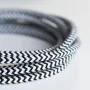 Retro rund tekstilkabel 2x0.75mm sort og hvid, pr. meter