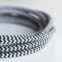 Retro kabel rund, ledning med tekstilkappe 2x0.75mm, sort og