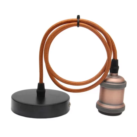 Lámpara colgante con casquillo de cobre, estilo industrial