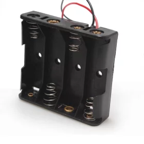 Batériový box pre 4 kusy AA batérie, 6V, plochý, AMPUL.eu