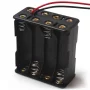 Bateriový box pro 8 kusů AA baterií, 12V. Velké pouzdro pro osm tužkových baterií typu AA s celkovým výstupním napětím 12V DC. Rozměry boxu jsou 63x53x29 mm a disponuje připojovacími vodiči o délce 8 cm. Baterie nejsou přiloženy.