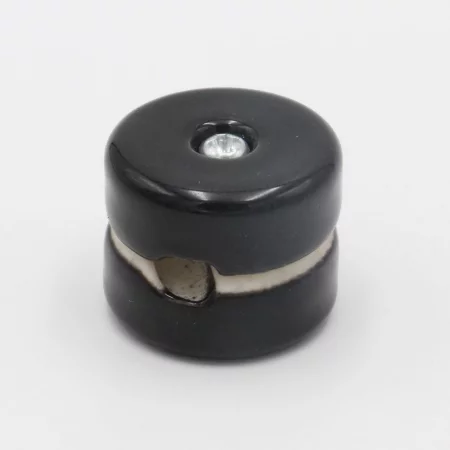 Ceramic round wire holder, black, AMPUL.eu