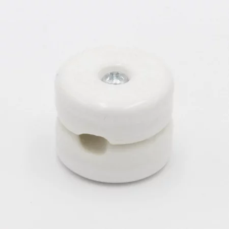 Ceramiczny okrągły uchwyt na drut, biały, AMPUL.eu