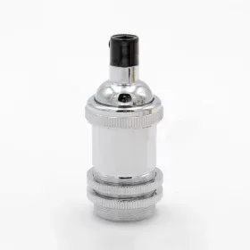 Retro E14 socket with screw for fixing the shade, silver