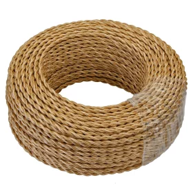 Retro kabelspiral, tråd med textilöverdrag 2x0.75mm², guld