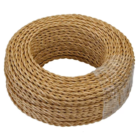Espiral de cable textil dorado 2x0,75mm² retro