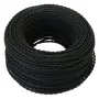 Retro kabel spiral, leder med tekstilkappe 3x0,75mm², sort