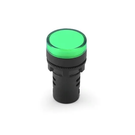 LED-indikator 220/230V, AD16-22D/S, for huldiameter 22mm, grøn